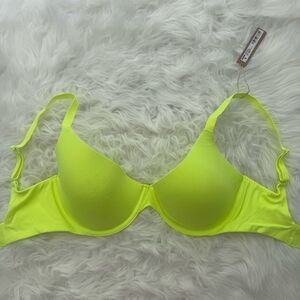 Skims Fits Everybody Scoop Plunge Bra Green Highlighter Size 32DDDD